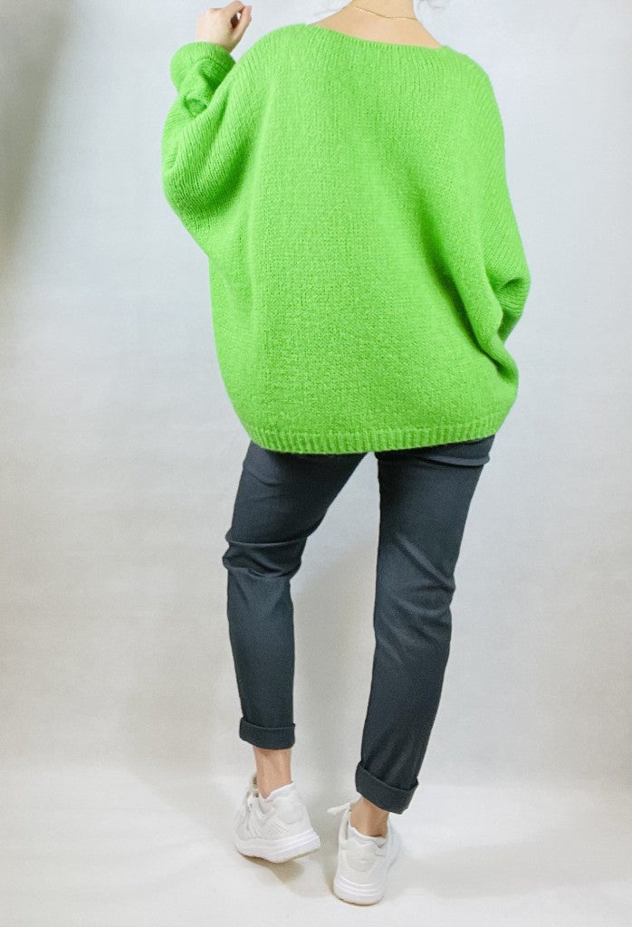 Neon Green Mohair Mix Jumper