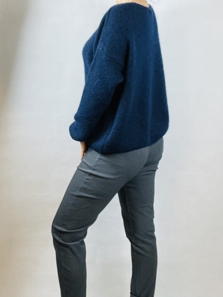 Navy Mohair Mix Cardigan