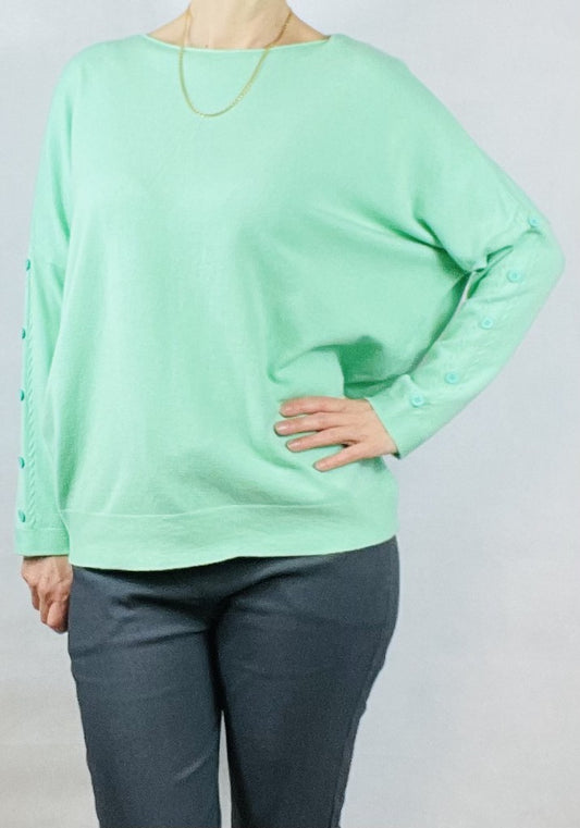 Pretty Mint Green Light-weight Top with Buttons on Sleeves