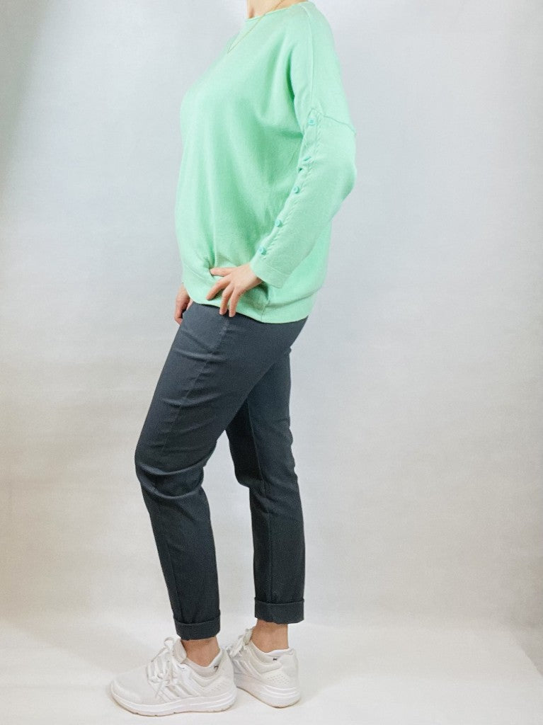 Pretty Mint Green Light-weight Top with Buttons on Sleeves