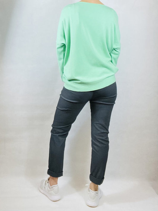 Pretty Mint Green Light-weight Top with Buttons on Sleeves