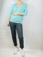 Mint Green Rolled, Long Sleeve Top