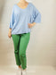 Sky Blue Plain V Neck Top