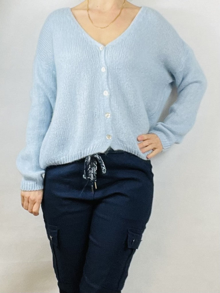 Sky Blue Mohair Mix Cardigan