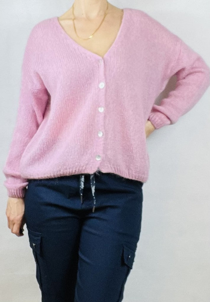 Soft Pink Mohair Mix Cardigan