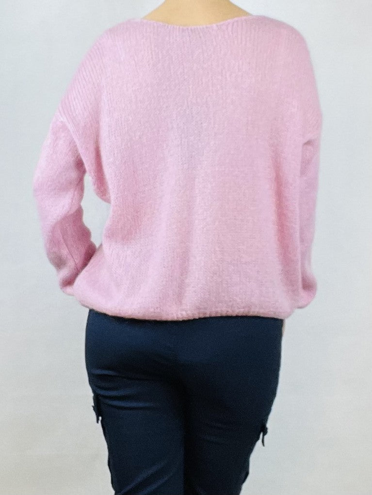 Soft Pink Mohair Mix Cardigan