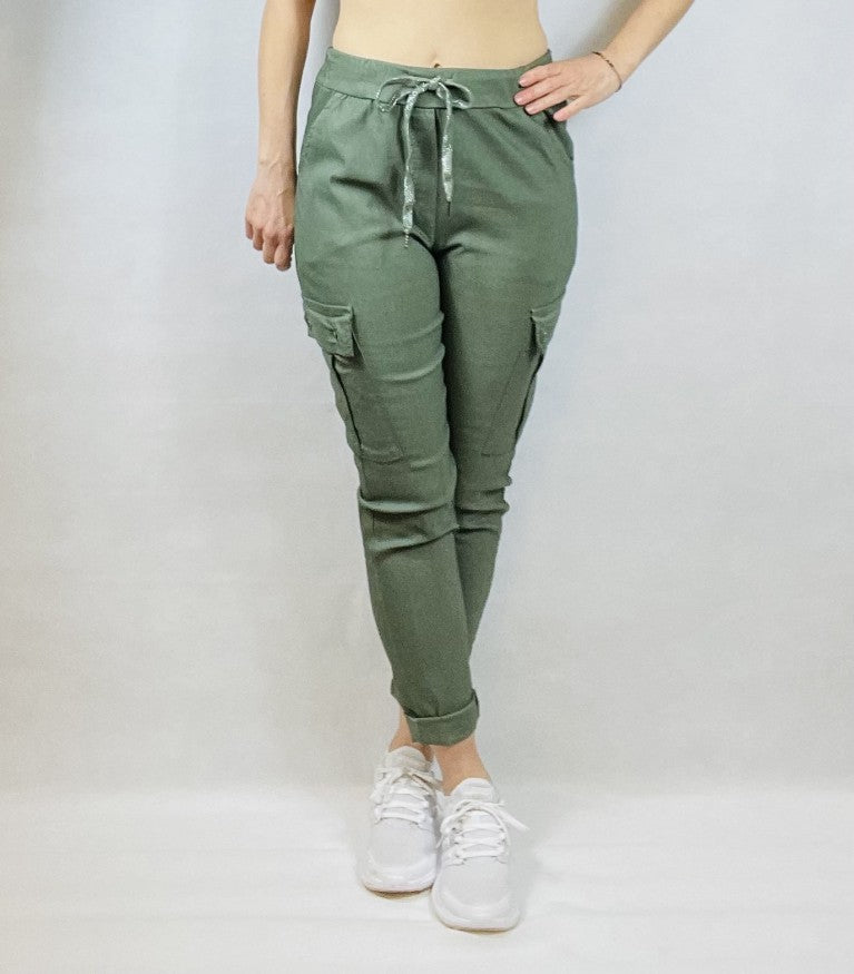 Khaki Green Magic Cargo Trousers