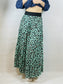 Mint Green Pleated Leopard Print Skirt.