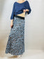 Sky Blue, Pleated Leopard Print Skirt