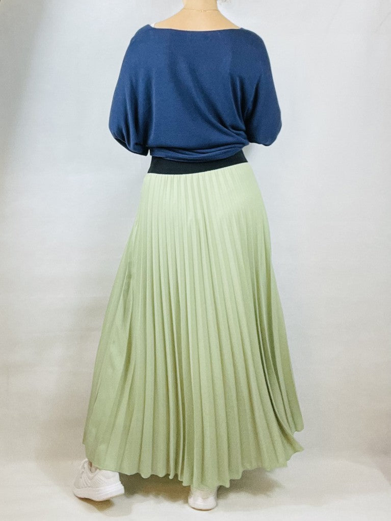 Pistachio Pleated Plain Skirt.