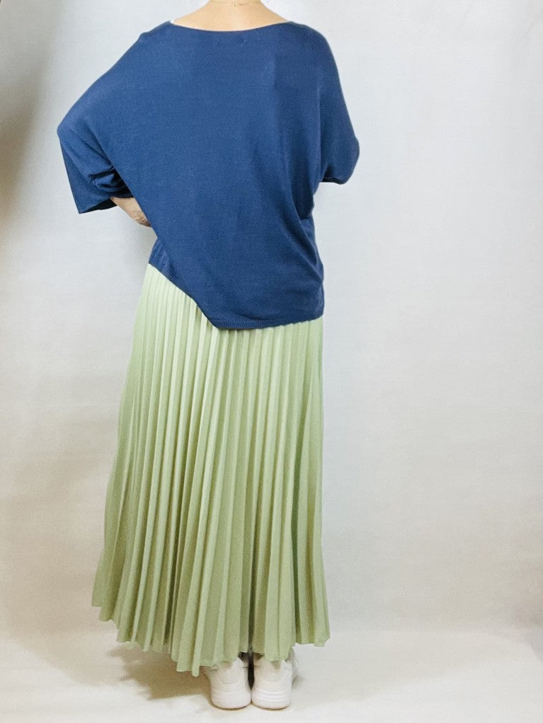 Pistachio Pleated Plain Skirt.