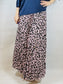 Pink Pleated Leopard Print Skirt