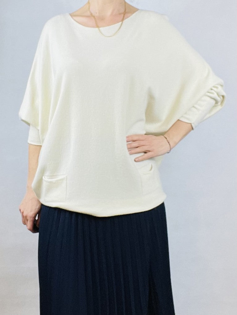 Cream Two Pocket Top