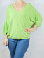 Neon Green Plain V Neck Top