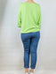 Neon Green Plain V Neck Top