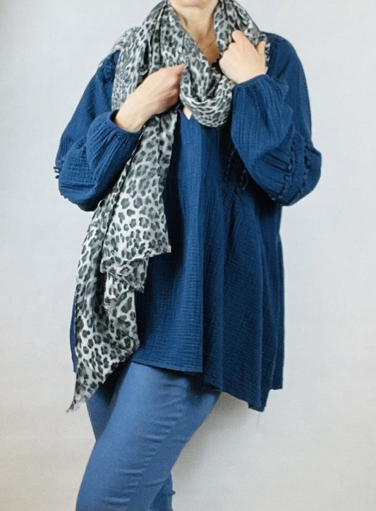 Grey Leopard print scarf