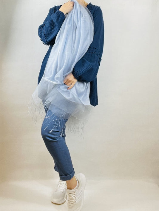 Blue Double Layer sheer Scarf