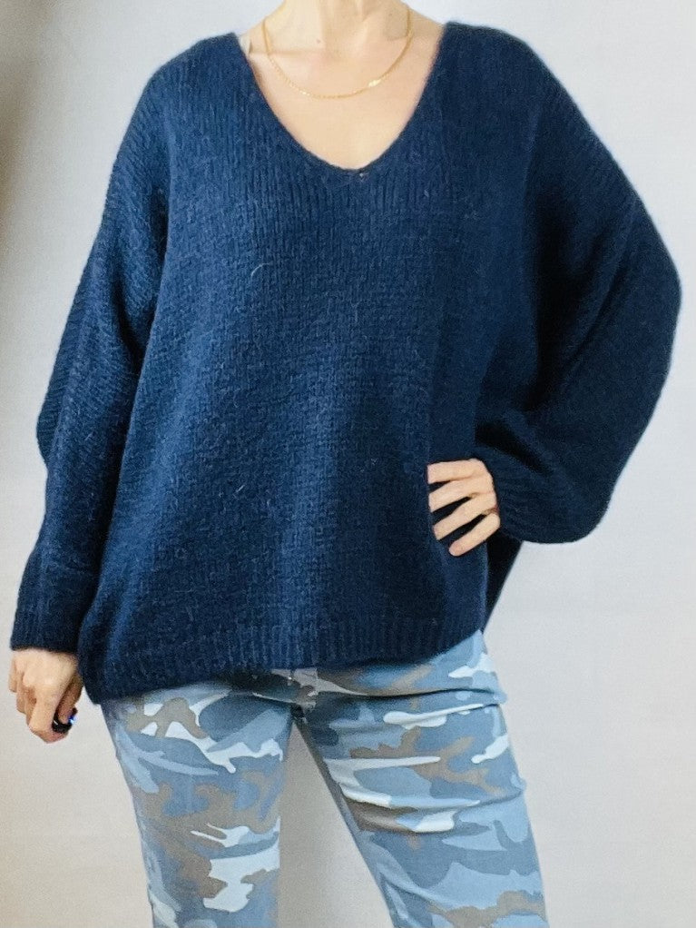 Navy Mohair Mix Jumper