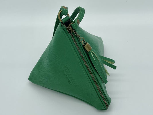 Green Triangular Small Leather Bag