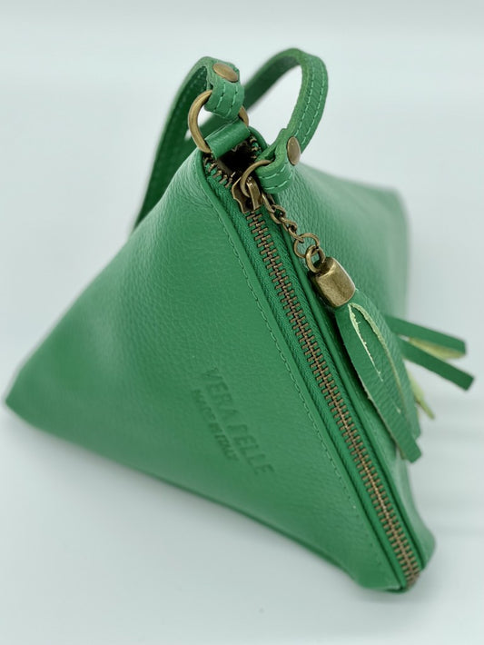 Green Triangular Small Leather Bag