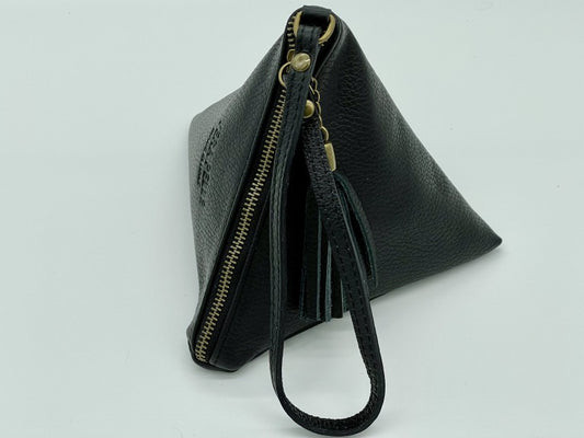 Black  Triangular Small Leather Bag