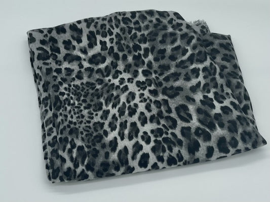 Grey Leopard print scarf