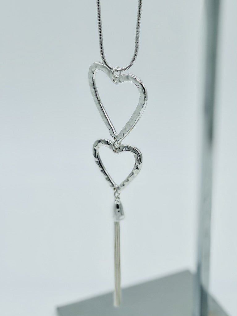 Long Double drop Heart Necklace