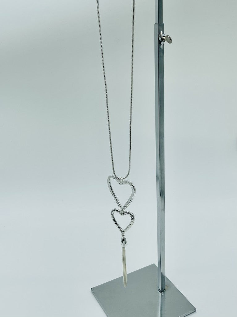 Long Double drop Heart Necklace