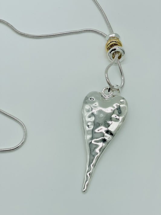 Long Heart Pendant Necklace