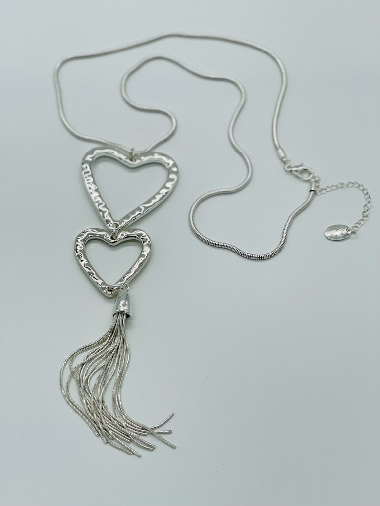 Long Double drop Heart Necklace