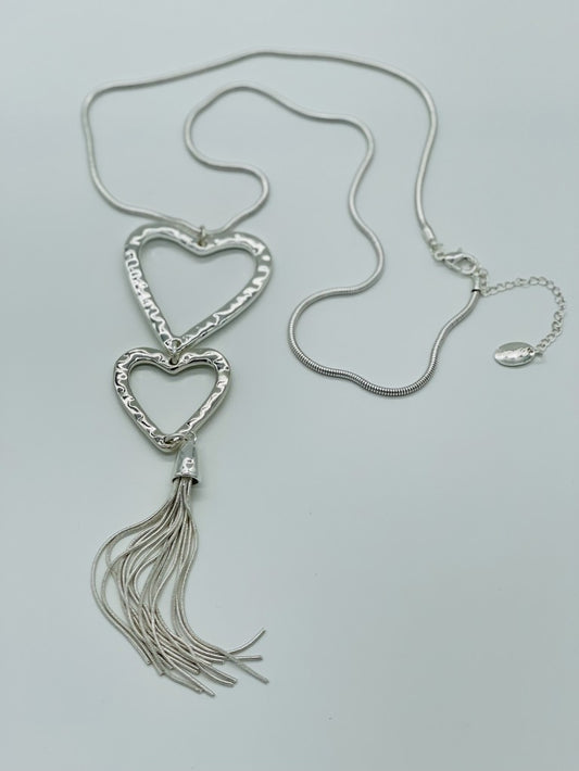 Long Double drop Heart Necklace