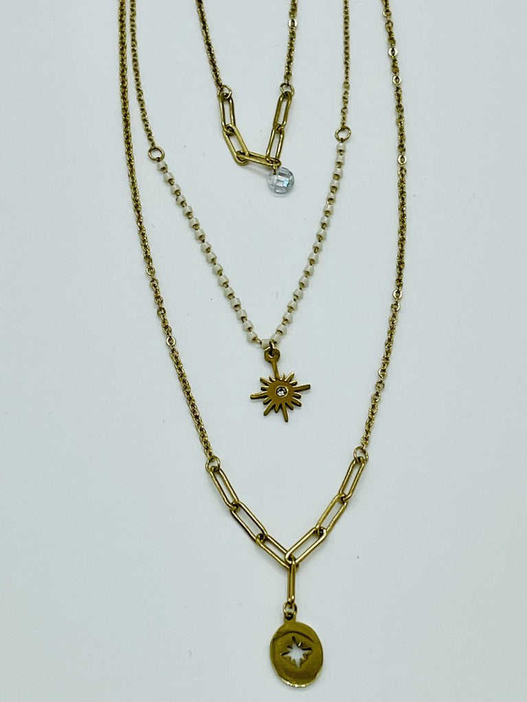 Delicate Triple Chain Gold Necklace