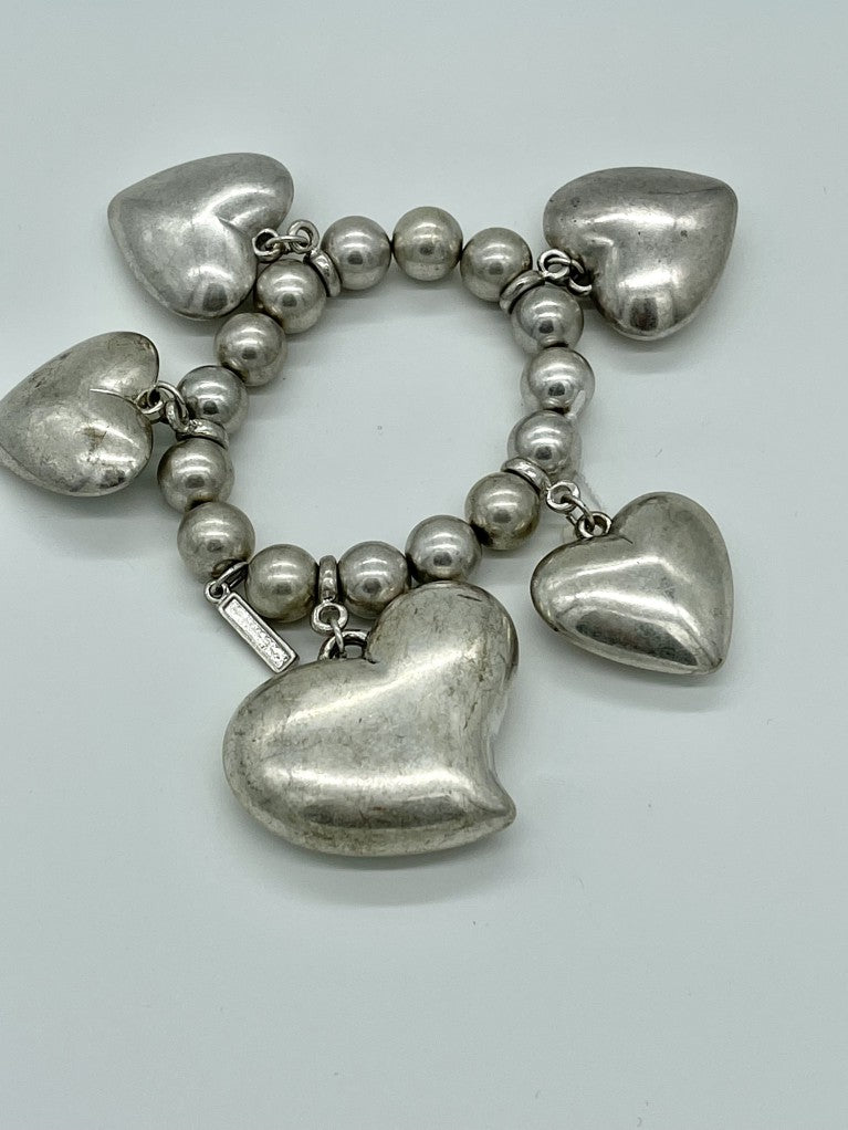 Chunky Bracelet with 5 Large Hearts