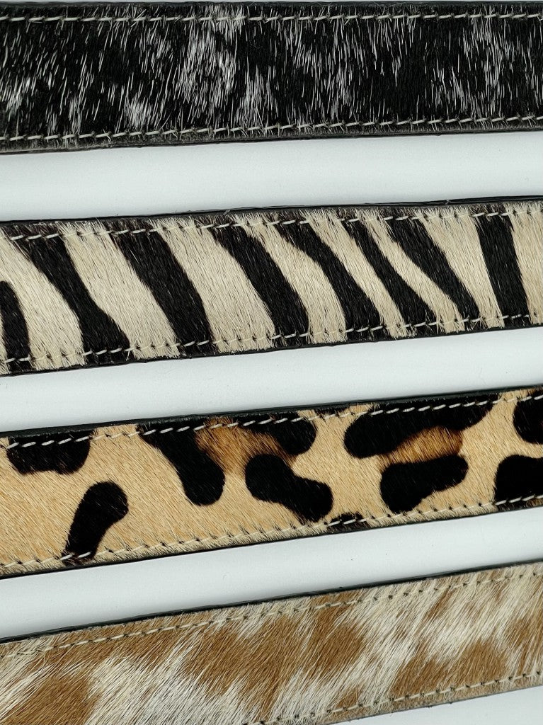 Zebra Cow Hide Belt