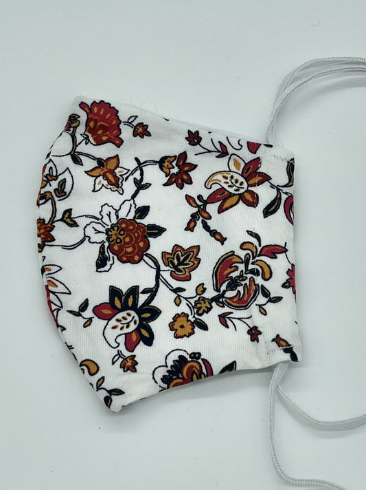 White with Flower Prints Mask