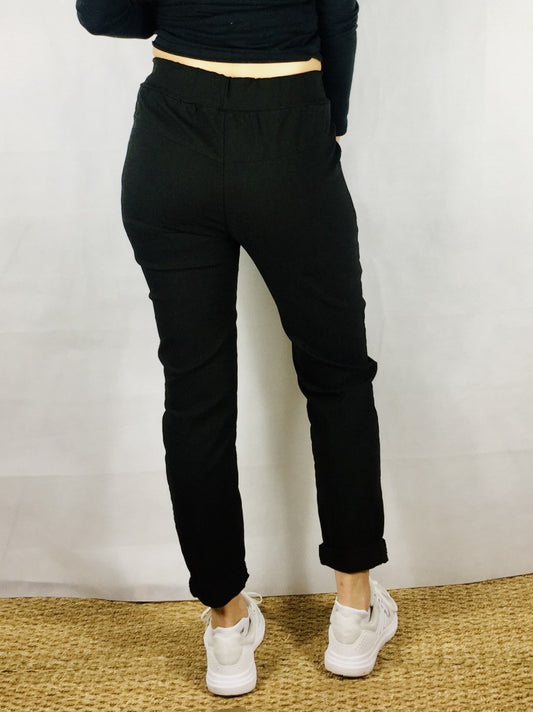 Black Plain Magic Trousers