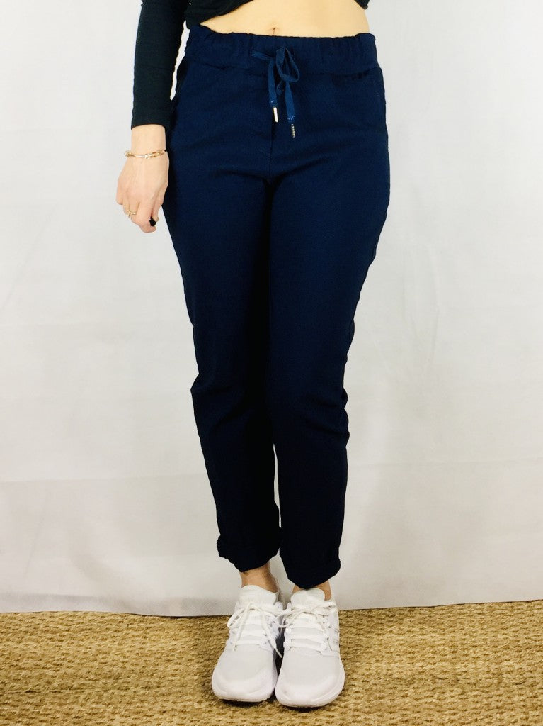 Navy Plain Magic Trousers