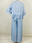 Sky Blue Wide leg Linen Trousers with Buttons