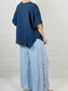 Sky Blue Wide leg Linen Trousers with Buttons