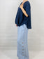 Sky Blue Wide leg Linen Trousers with Buttons