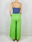 Neon Green Wide leg Linen Trousers with Buttons