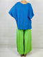 Neon Green Wide leg Linen Trousers with Buttons