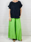 Neon Green Wide leg Linen Trousers with Buttons