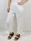 White Linen Trousers with 3 Buttons