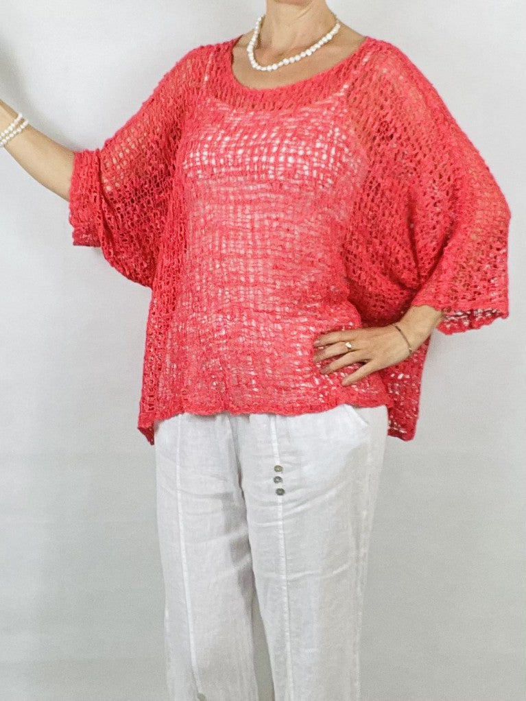 Coral Popcorn Top