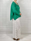 White Wide leg Linen Trousers with Buttons