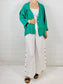 Green Linen 3 Button Top/Jacket