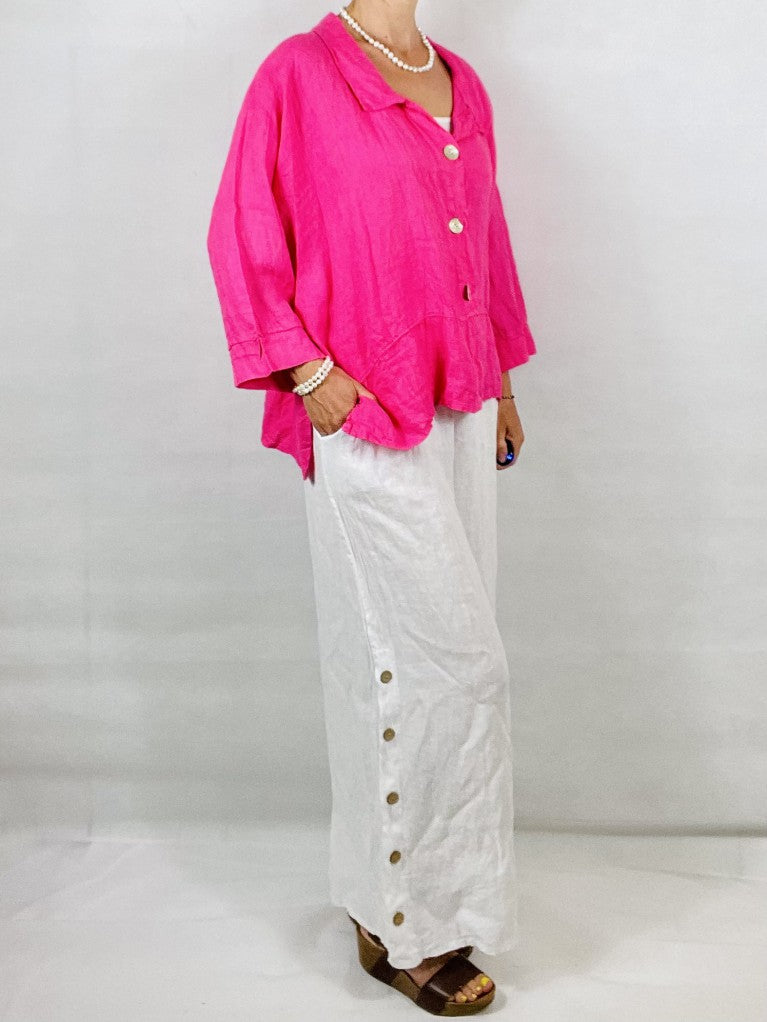 Pink Linen 3 Button Top/Jacket