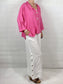 White Wide leg Linen Trousers with Buttons