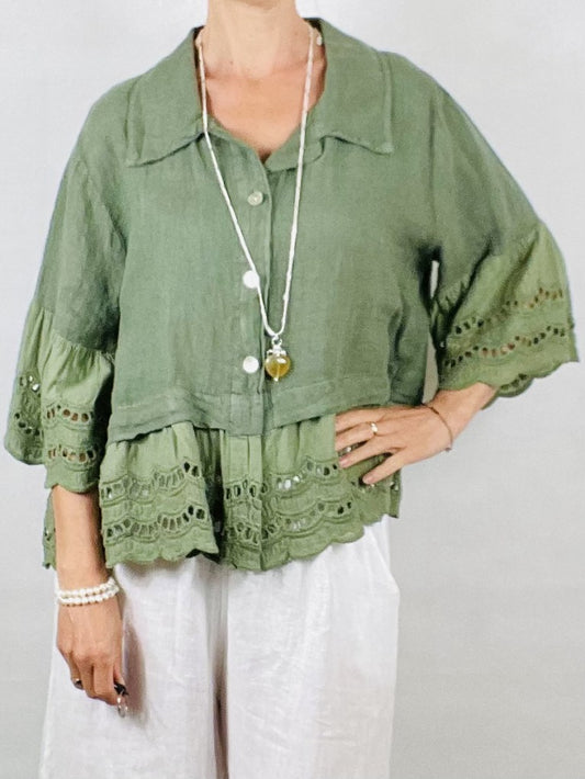 Khaki Green Baby Doll Top/Jacket